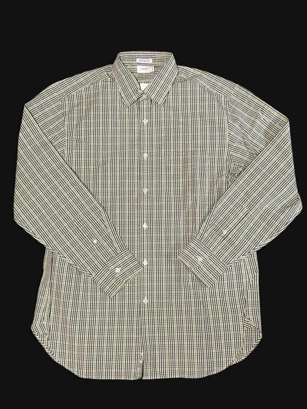 J. Crew Men's Black & White Mini-Check Button-Down Shirt